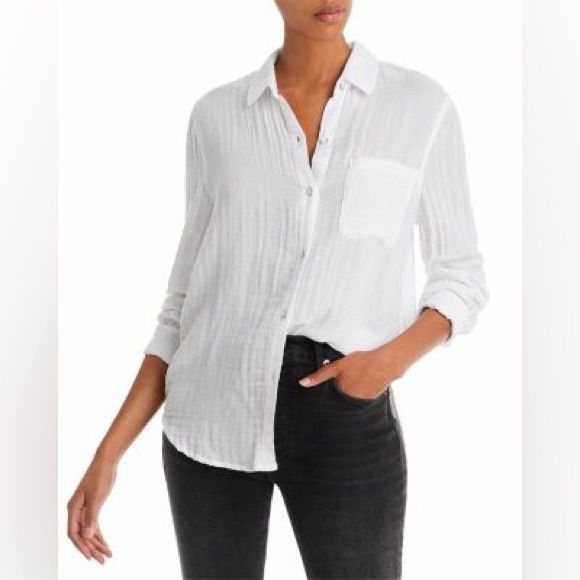 J.Crew 100% Cotton Gauze Airy Button Down Top; Beach Top; Classic Shirt; Large - Picture 3 of 10